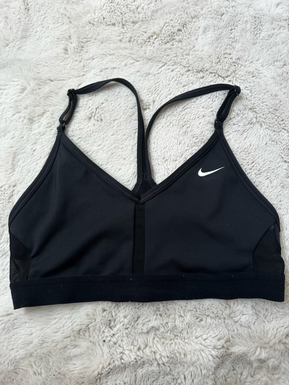 Nike Black Racerback Sports Bra with White Swoosh
